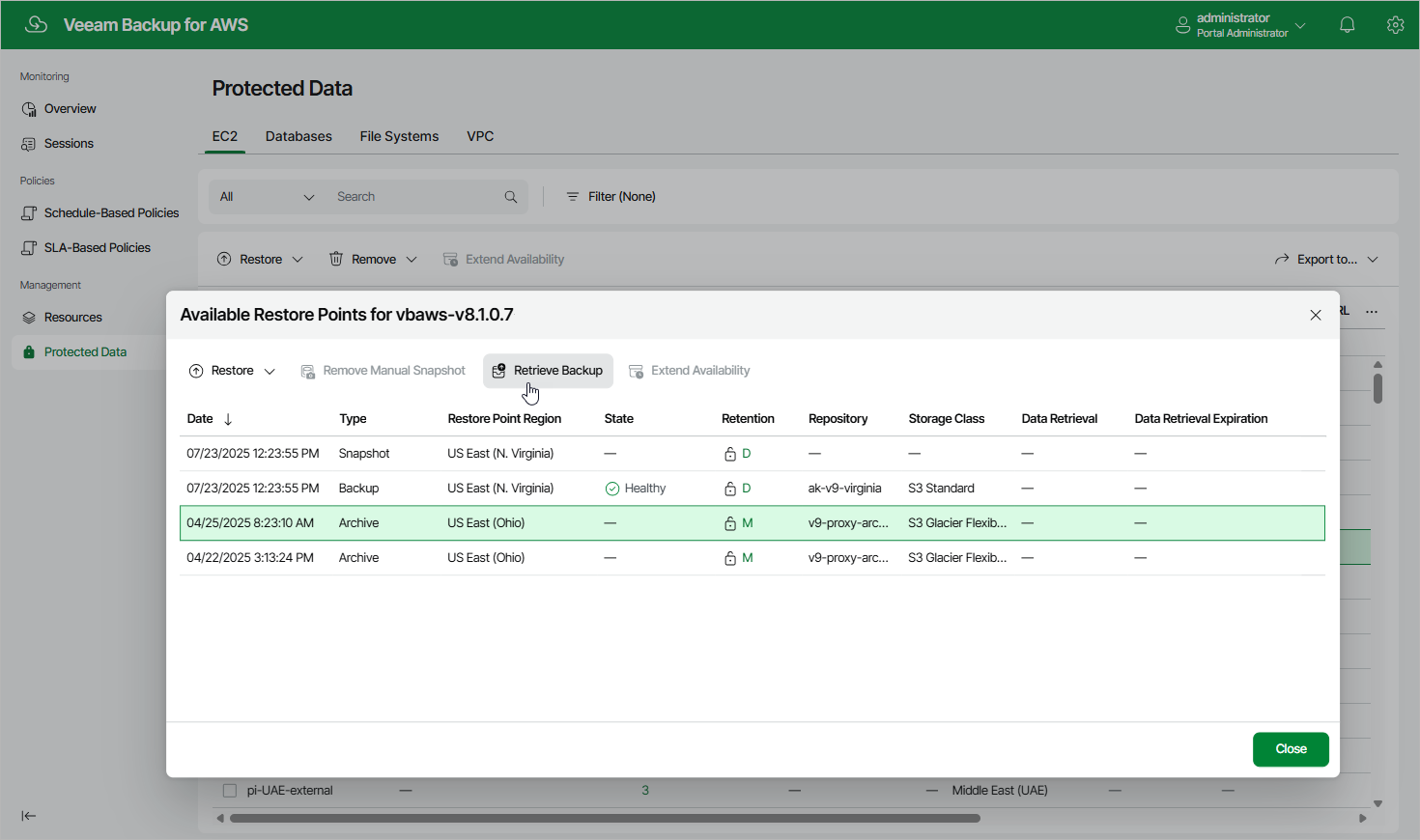 Retrieving Data From Archive