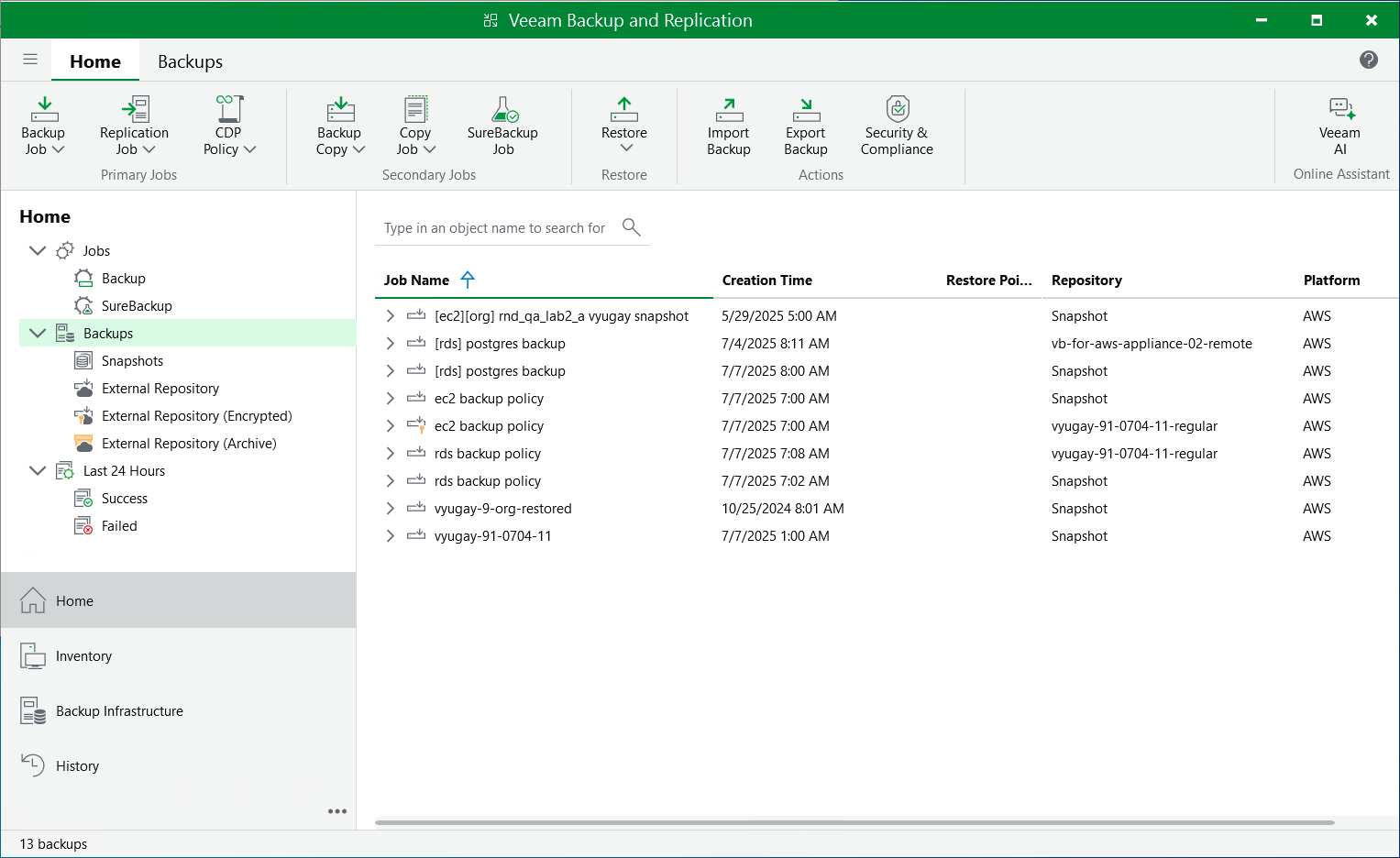 Manage backed-up data