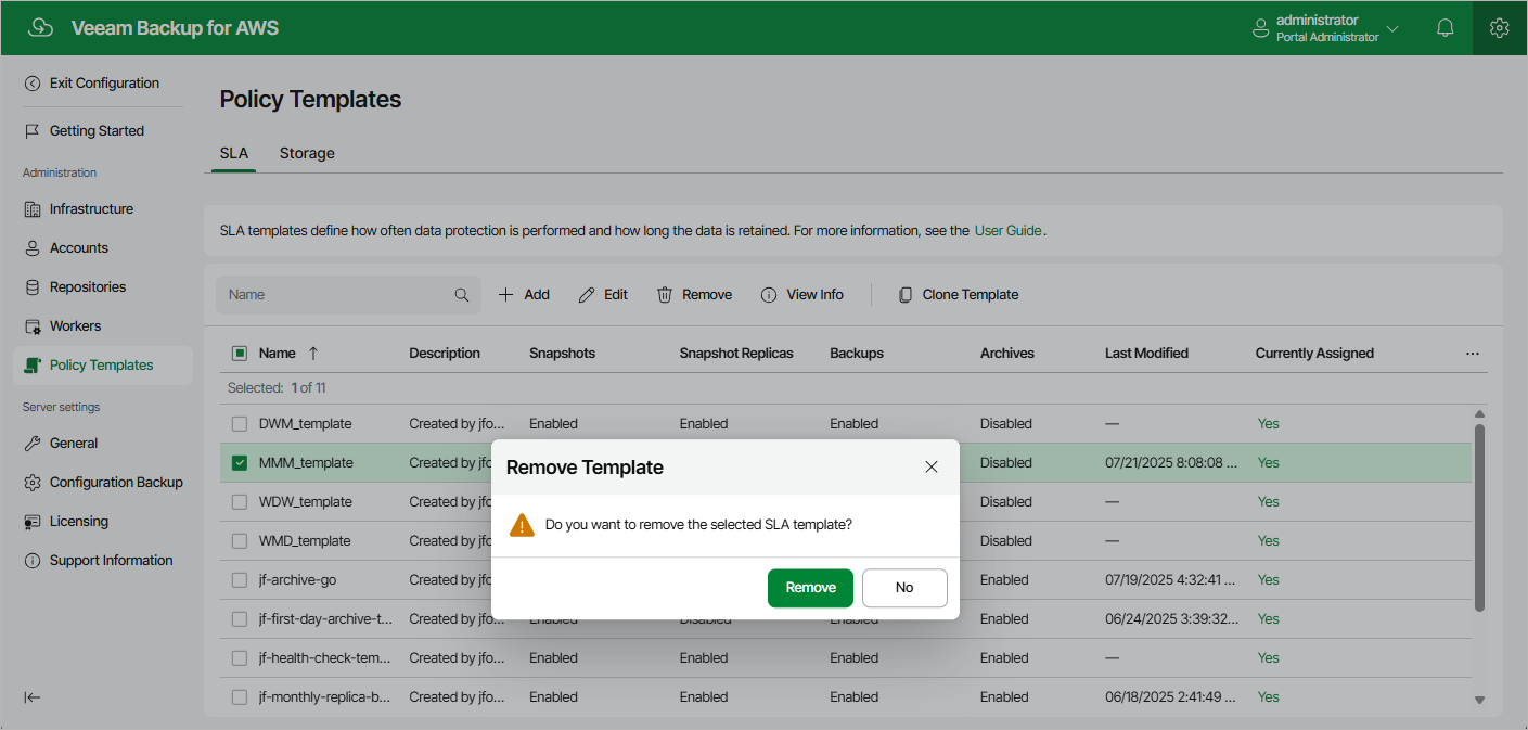 Removing Policy Templates