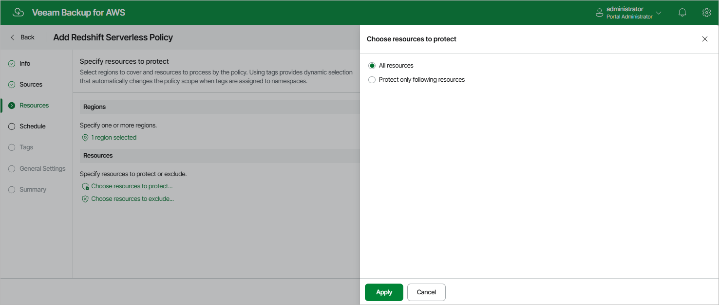 Creating Redshift Serverless Backup Policy