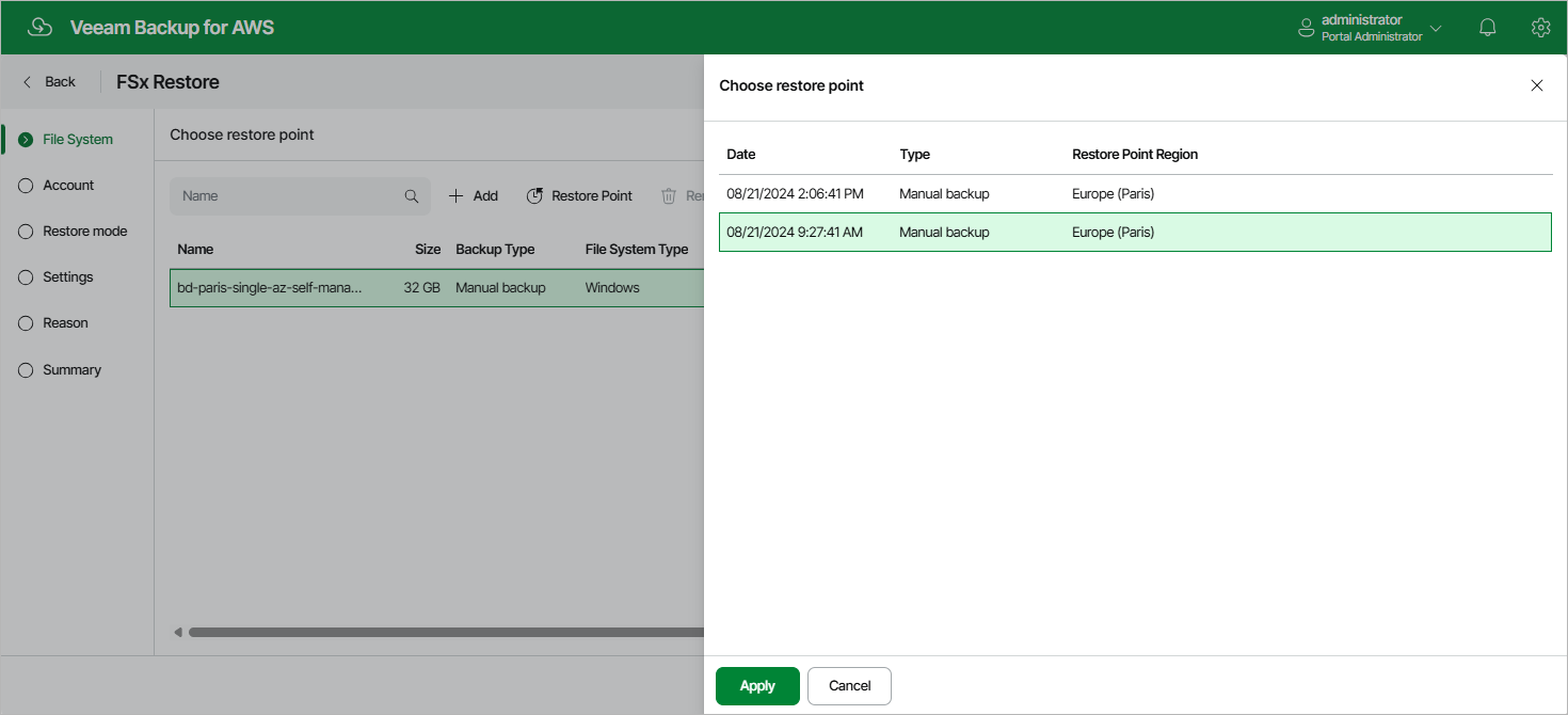 Restoring FSx File Systems