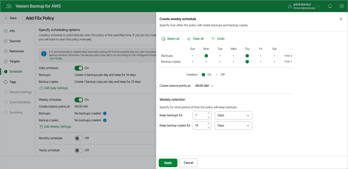 Creating FSx Backup Policy