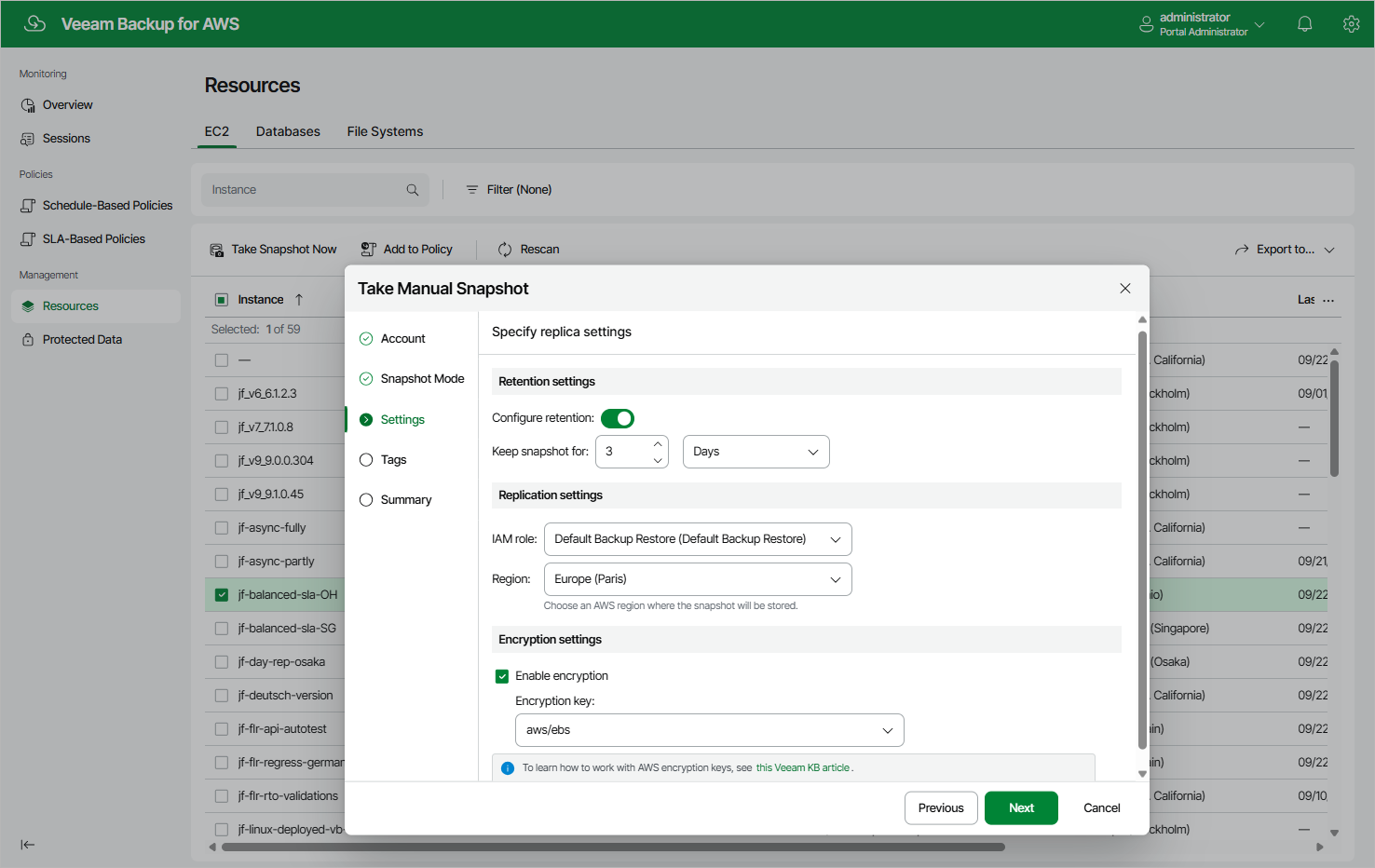 Creating EC2 Snapshots Manually