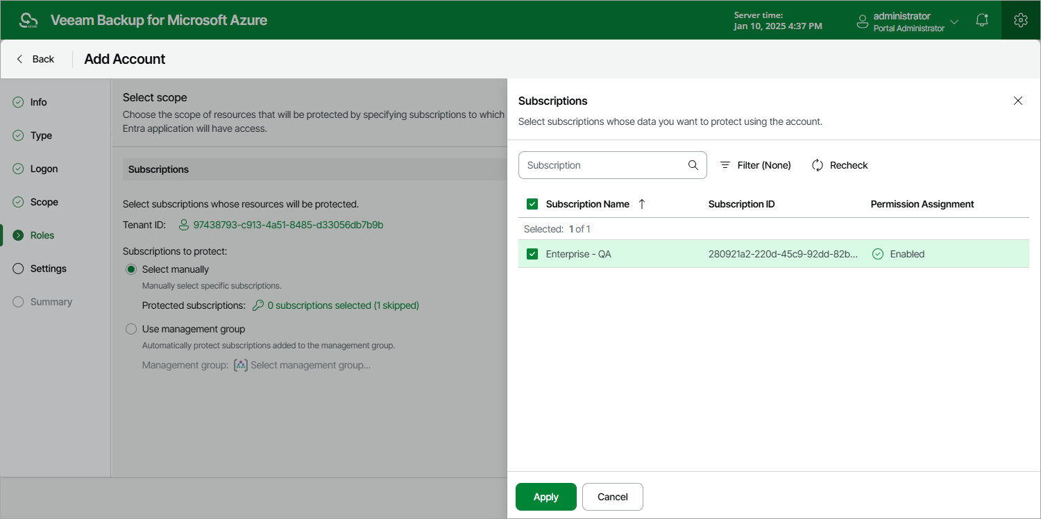 Configuring Scope of Existing Accounts