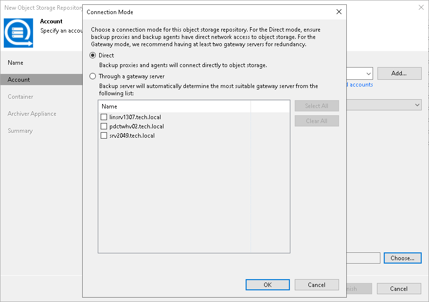 Step 3. Specify Object Storage Account 