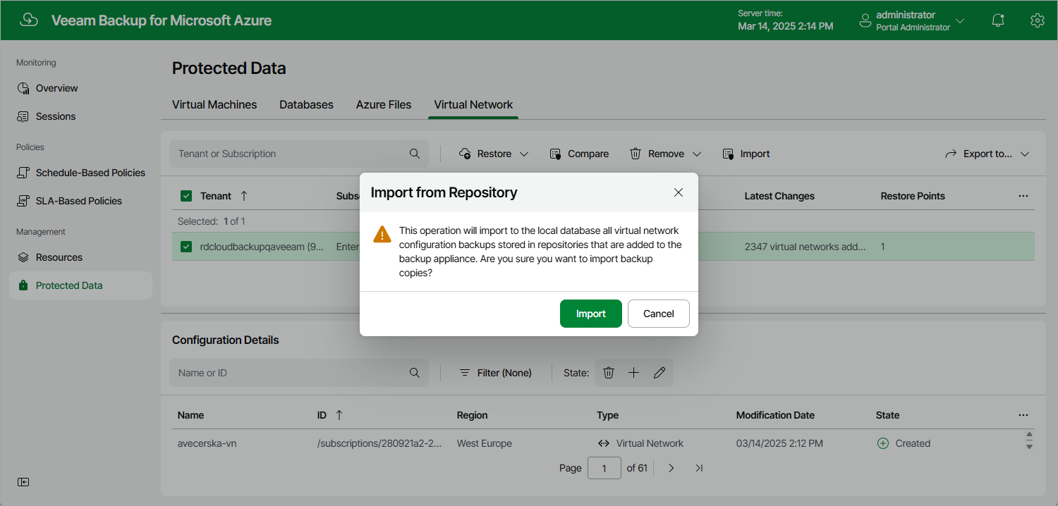 Importing VNet Configuration Data