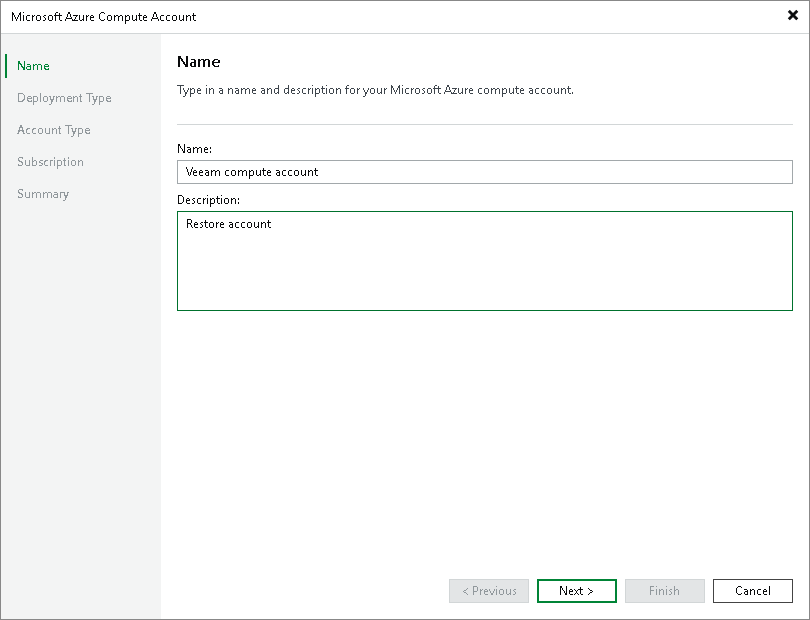 Step 2. Specify Account Name