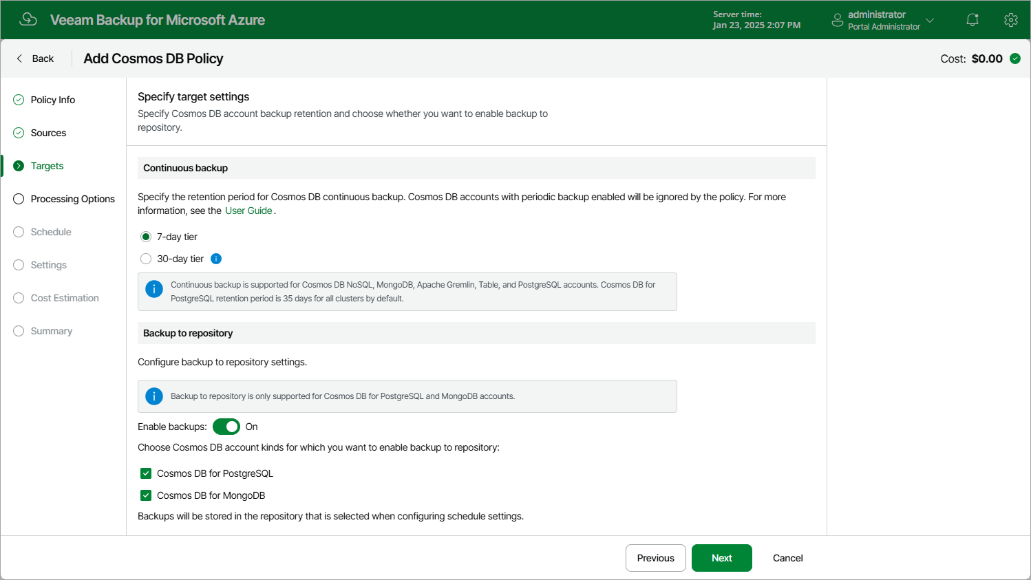 Configuring Backup to Repository