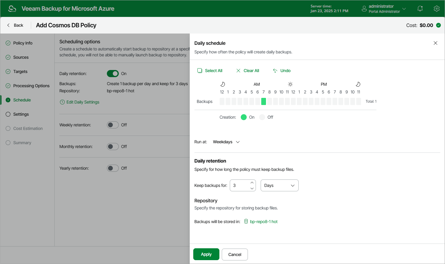 Enabling Cosmos DB Harmonized Scheduling