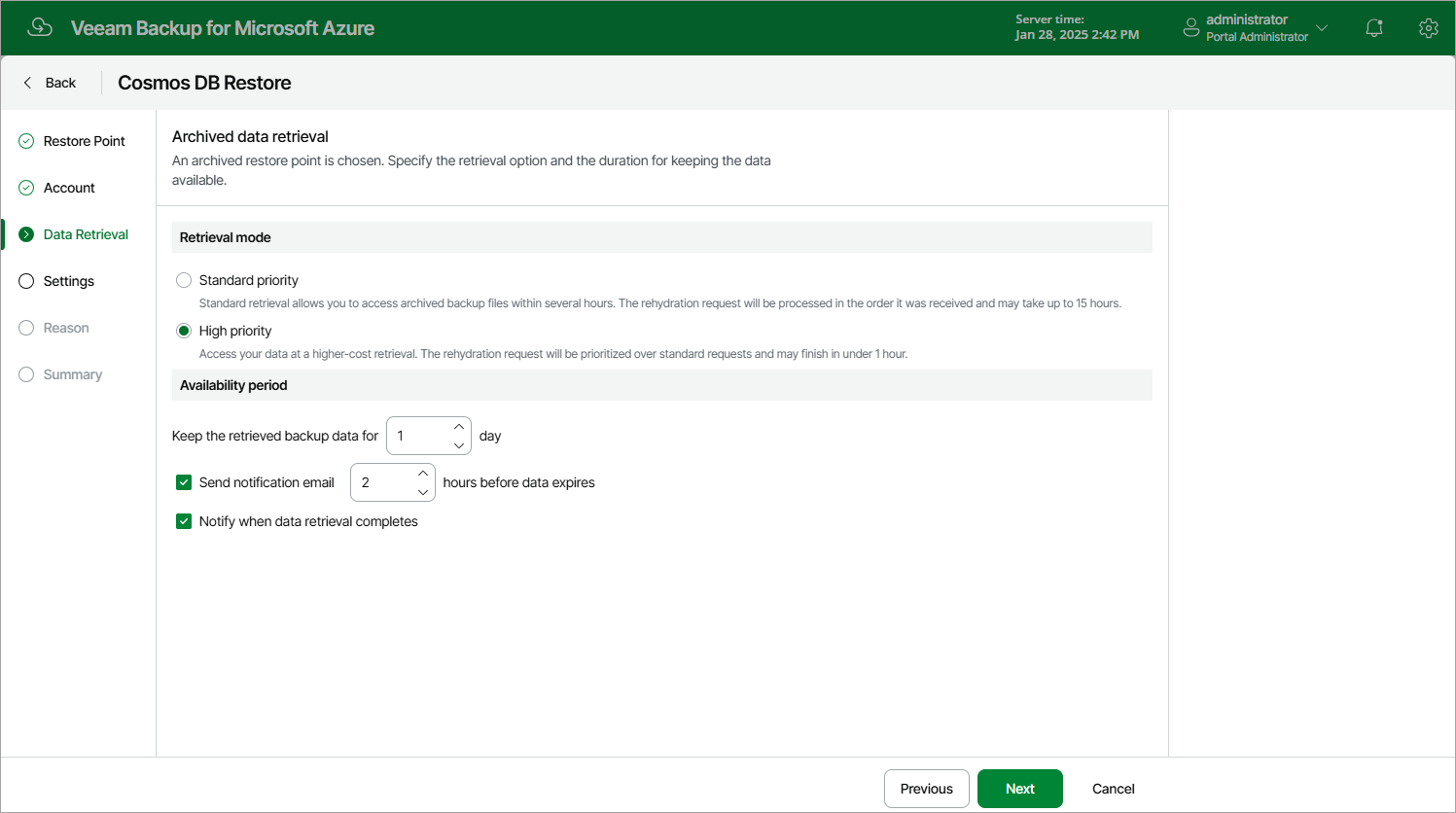 Specify Retrieval Settings