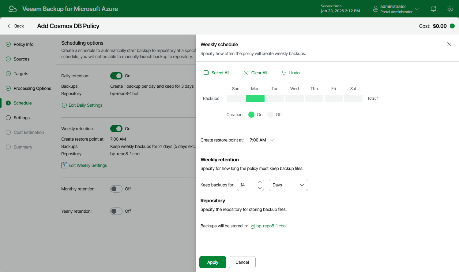 Enabling Cosmos DB Harmonized Scheduling