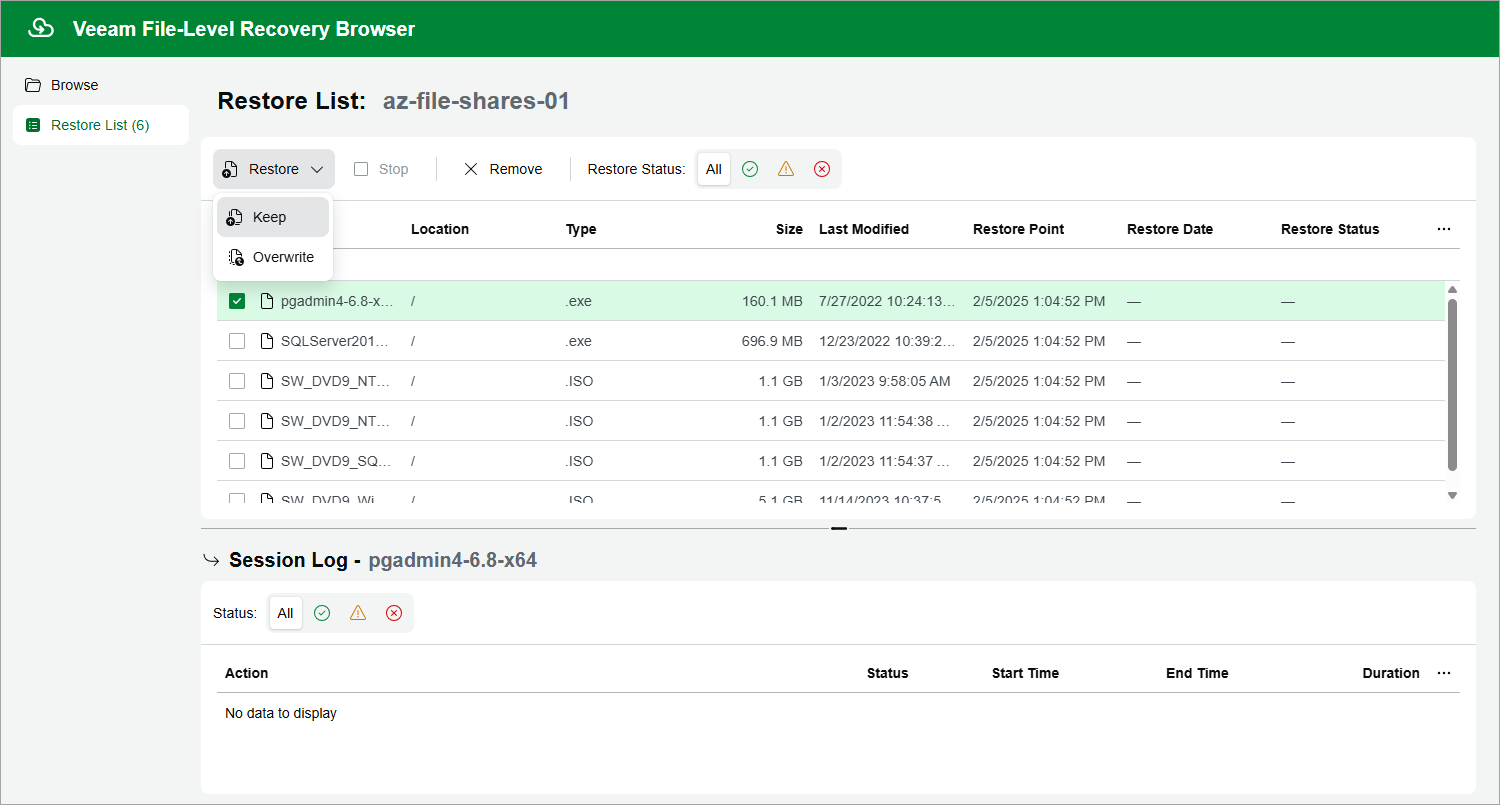 Adding Files and Folders to Recovery List