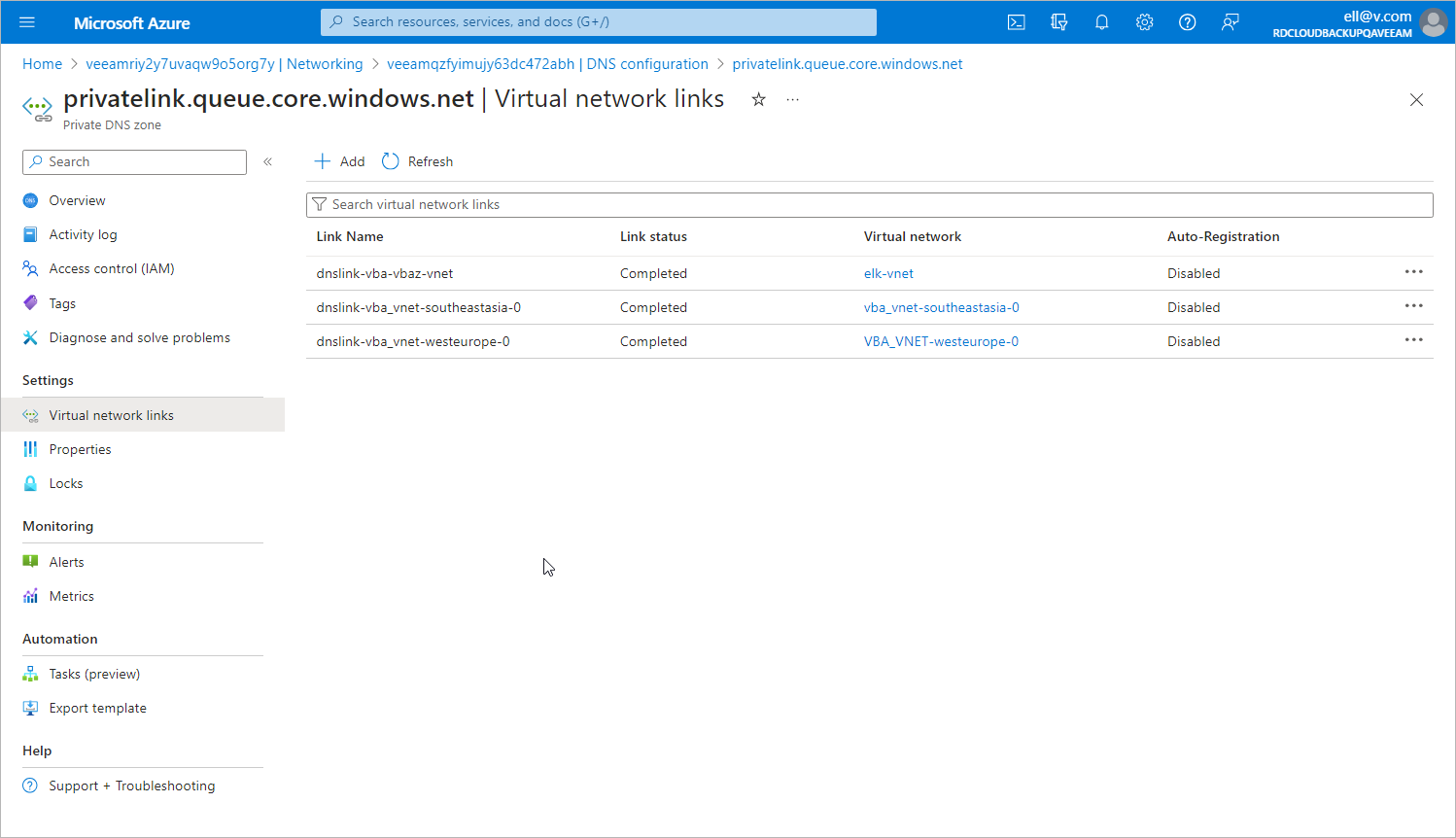 Configuring Private Endpoint for Queues