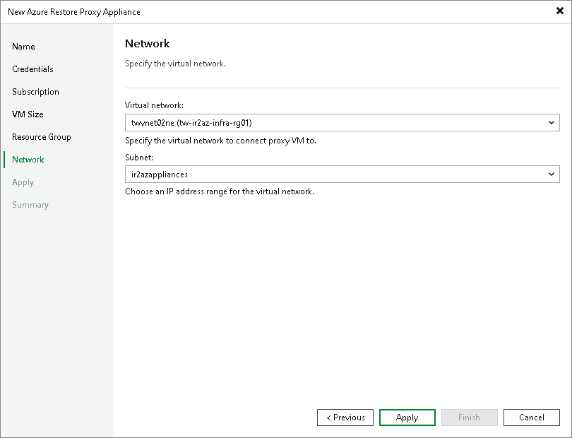 Step 7. Select Virtual Network