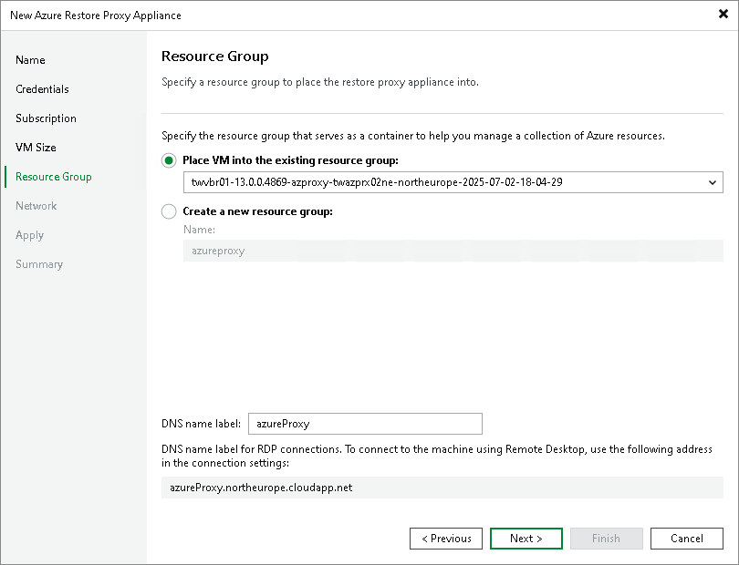 Step 6. Select Resource Group