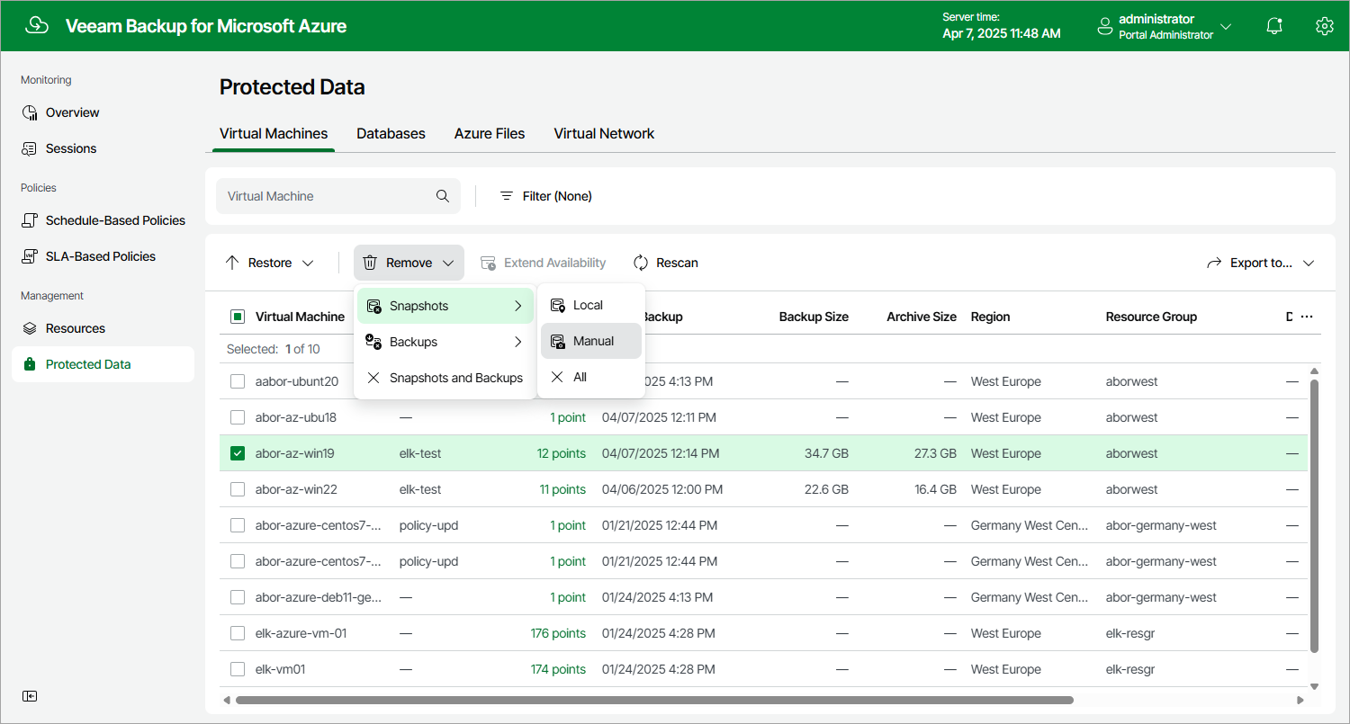 Removing VM Snapshots Created Manually