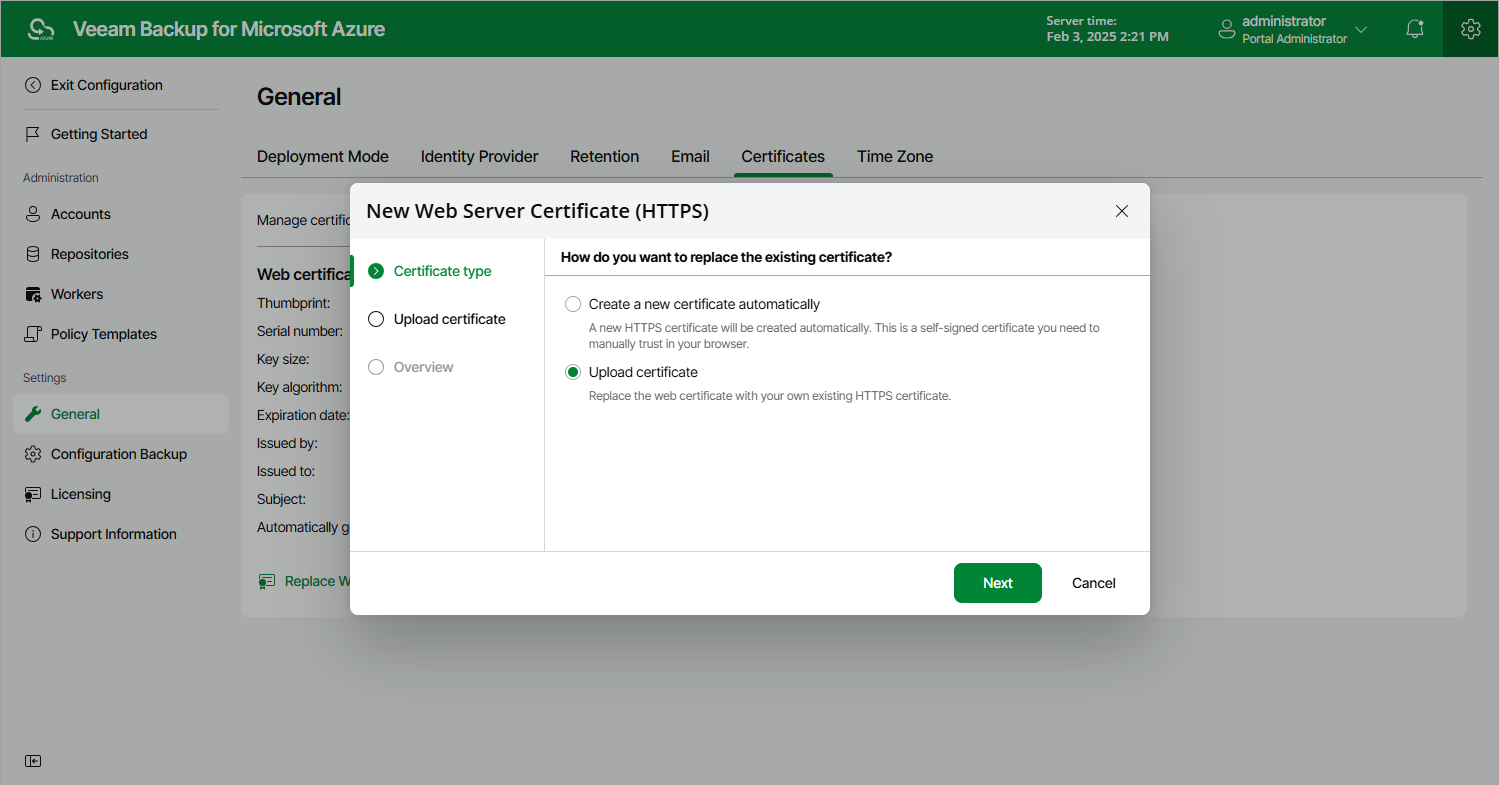 Replacing Security Certificate