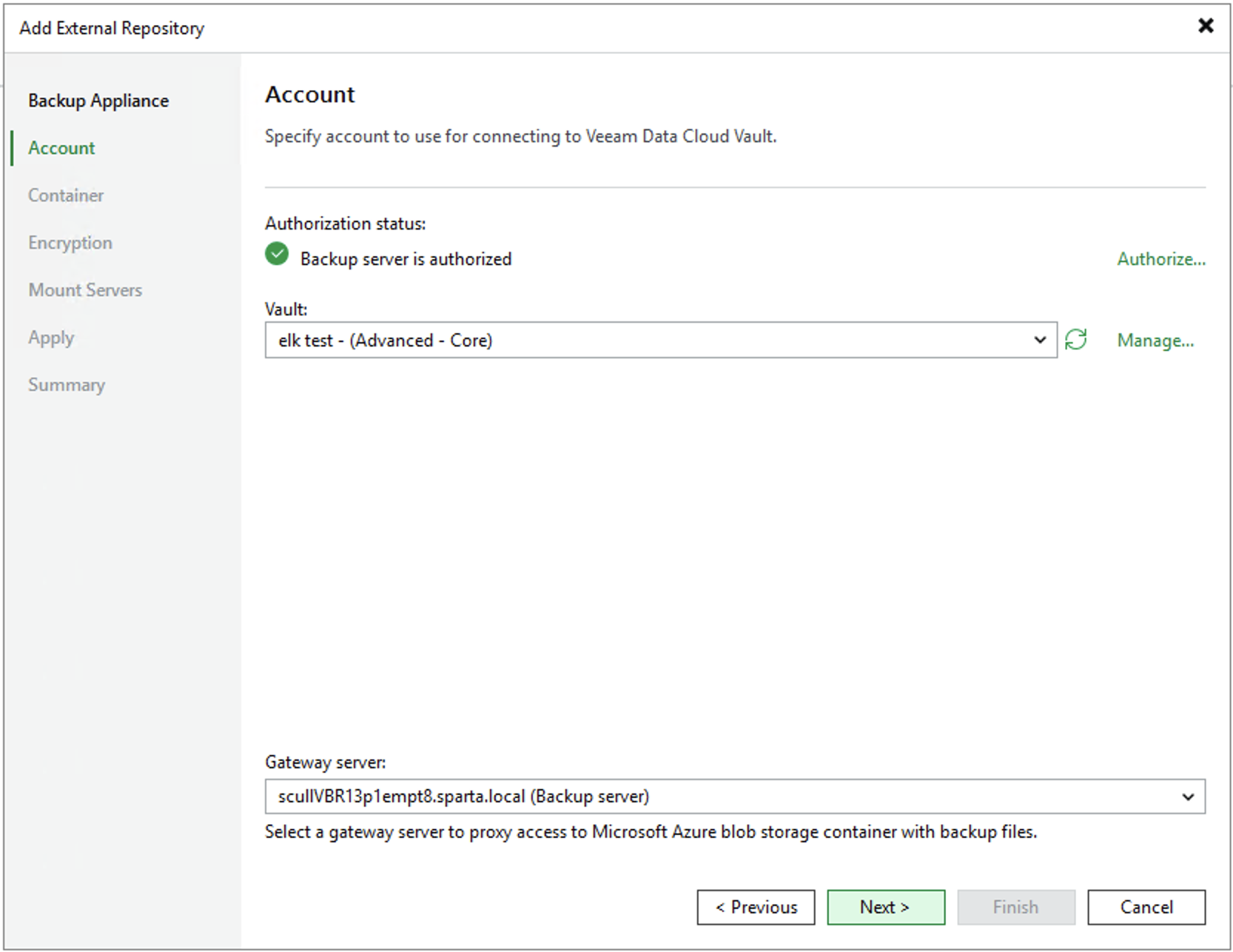 Step 3. Choose Storage Vault
