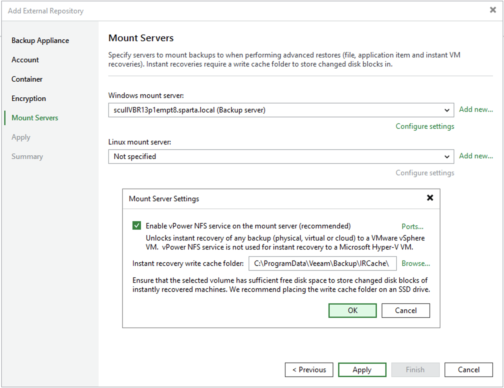 Step 6. Specify Mount Server Settings