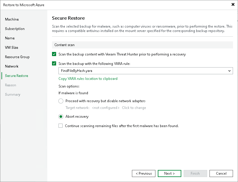 Step 8. Specify Secure Restore Settings