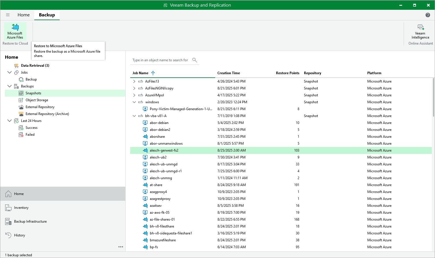 Restore to file shares