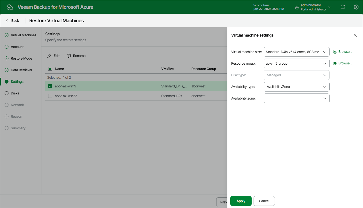 Restoring Azure VM
