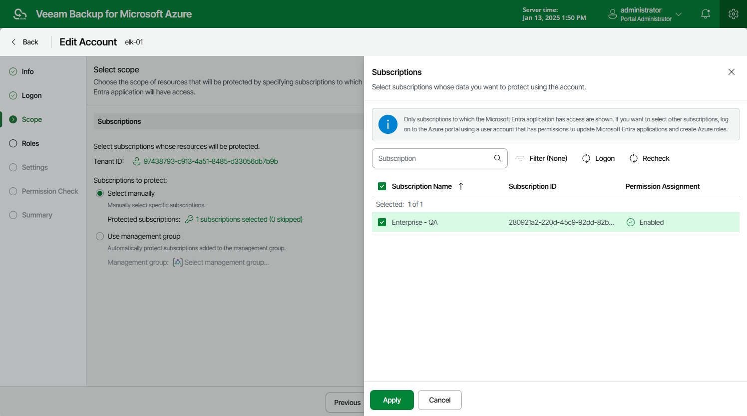 Editing Account Scope