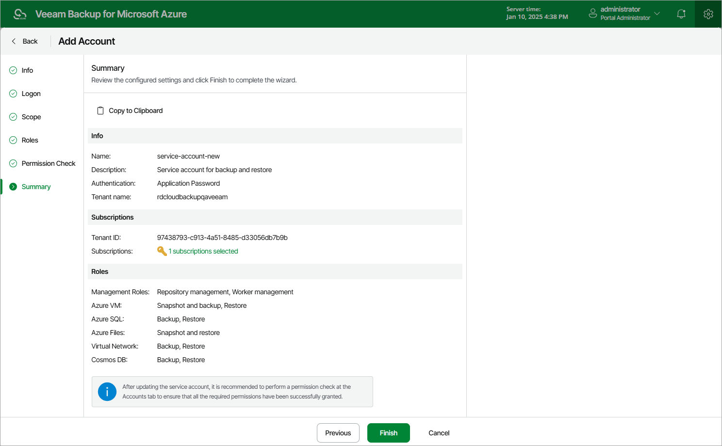 Reviewing Summary Info
