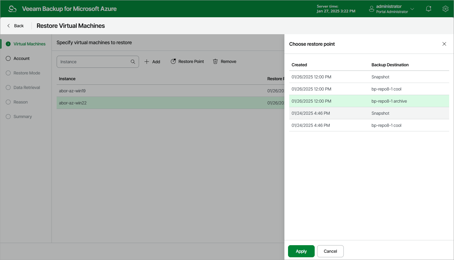 Restoring Azure VM