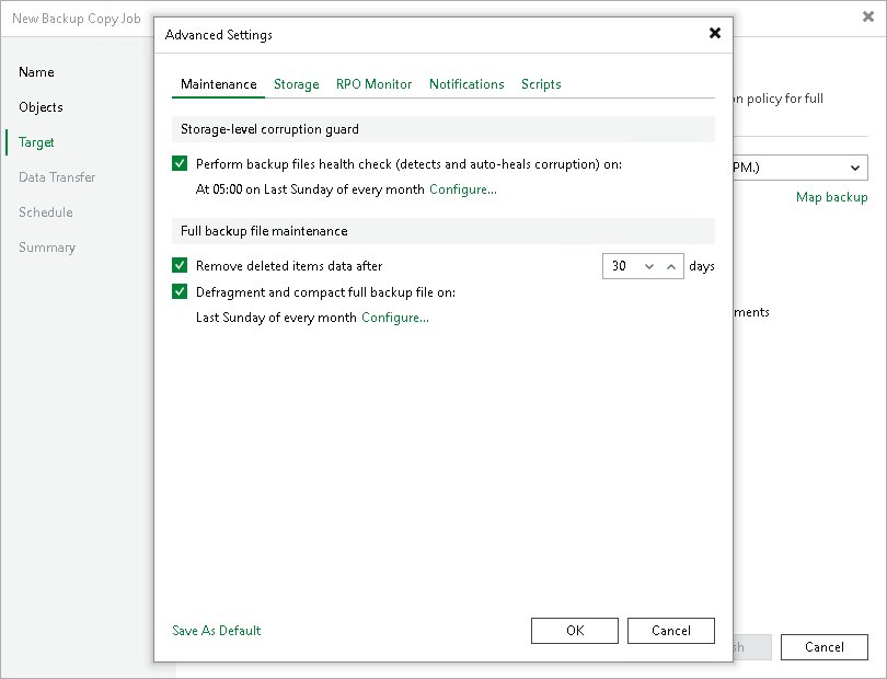 Maintenance Settings