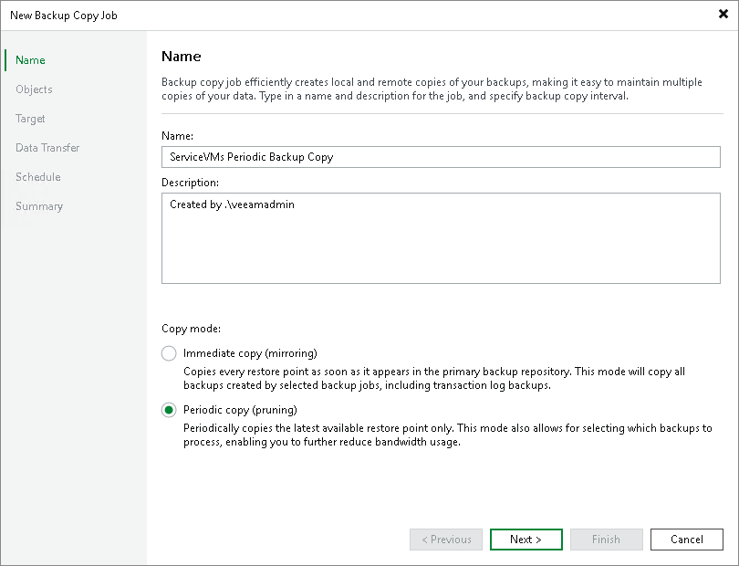 Step 2. Specify Job Name and Copy Mode