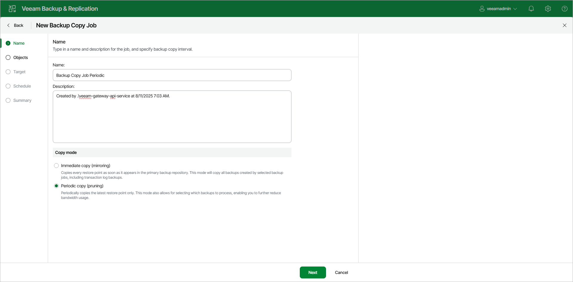Step 2. Specify Job Name and Copy Mode