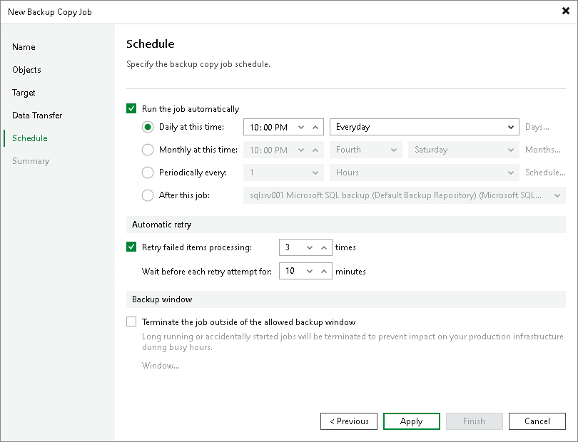 Step 8. Define Backup Copy Schedule