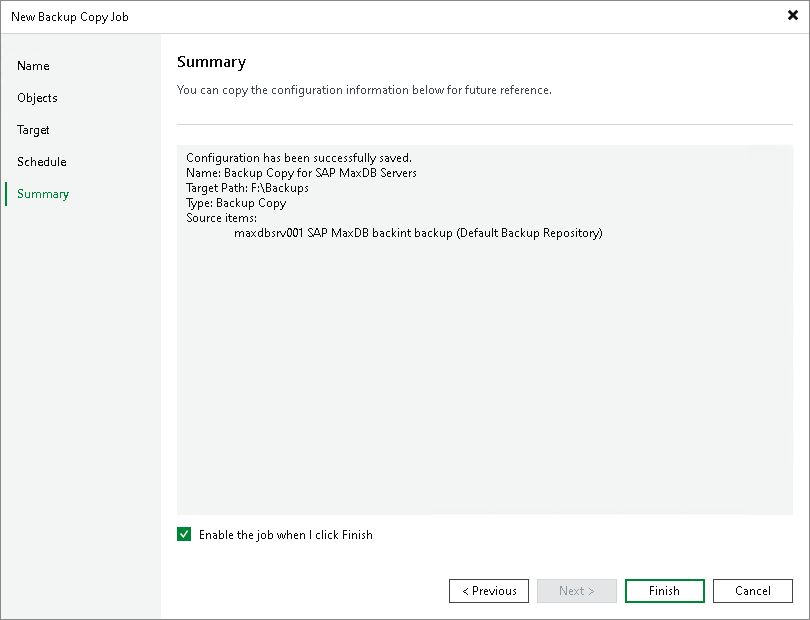 Step 7. Review Backup Copy Job Settings