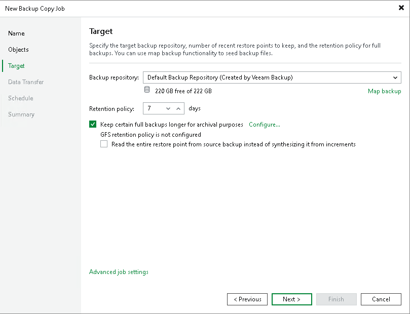 Backup Copy GFS Methods