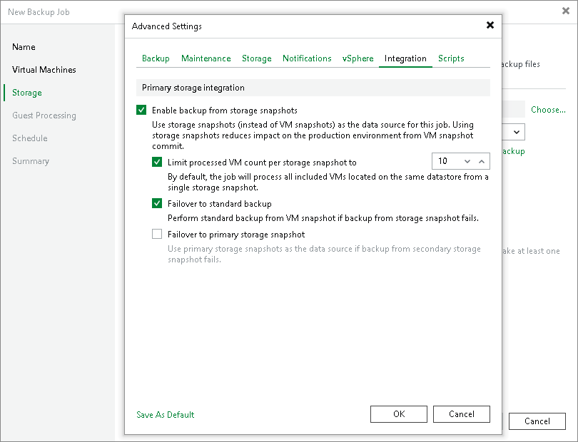Configuring Backup from Storage Snapshots