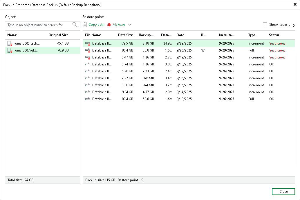 Viewing Backup Properties