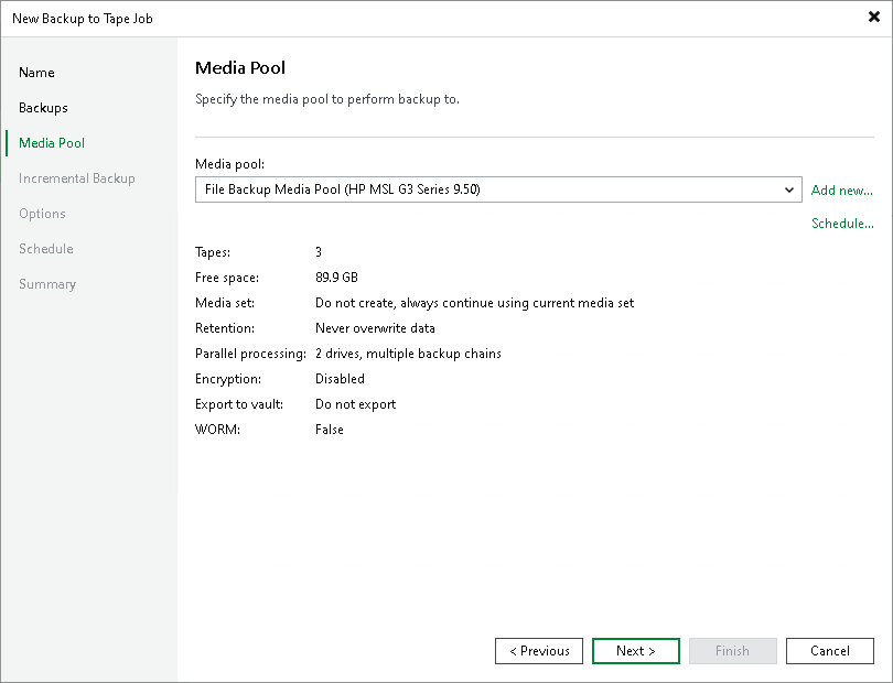 Step 4. Choose Media Pool for Full Backups