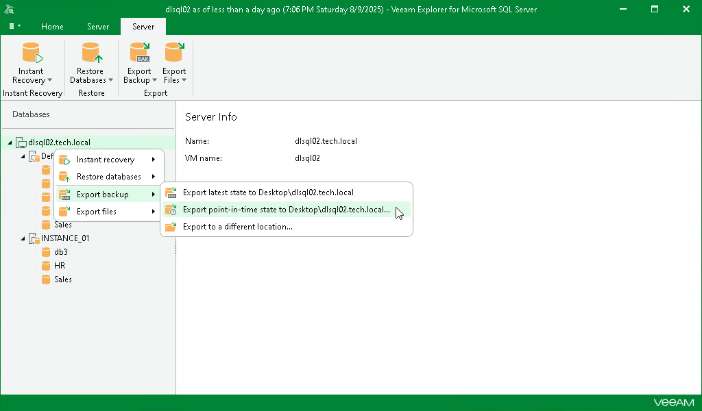 Launching Export Wizard