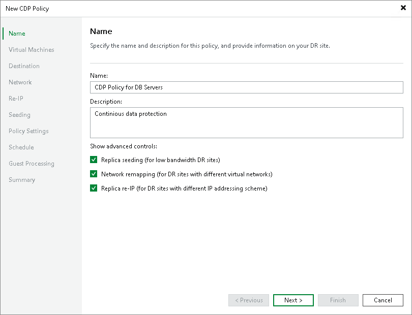 Step 2. Specify Policy Name and Advanced Settings