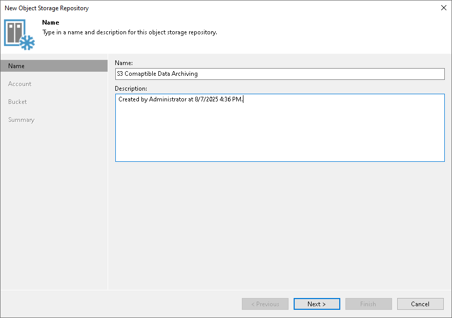 Step 2. Specify Object Storage Name