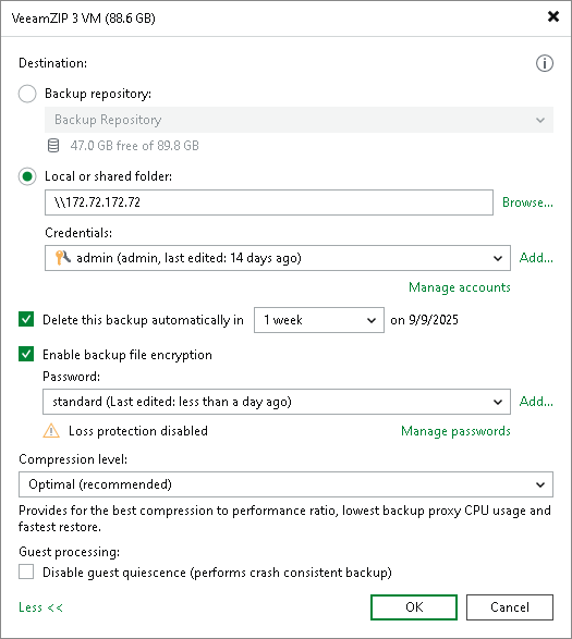 Creating VeeamZIP Backups