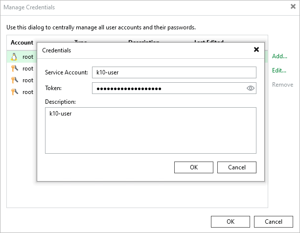 Kasten Authentication Tokens