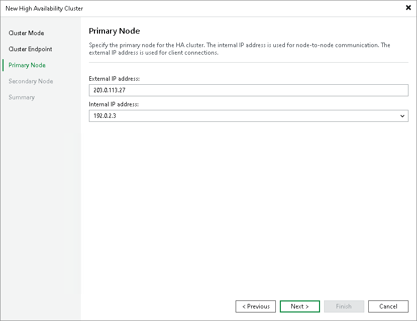 Step 4b. Specify Primary Node Settings