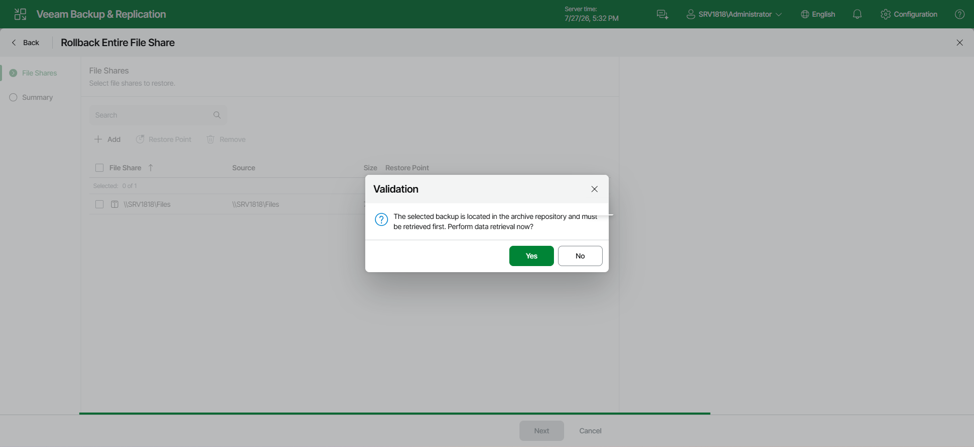 Step 1. Launch Retrieve Backup Wizard
