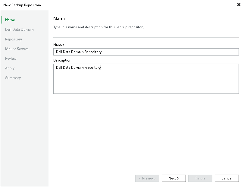 Step 2. Specify Backup Repository Name and Description