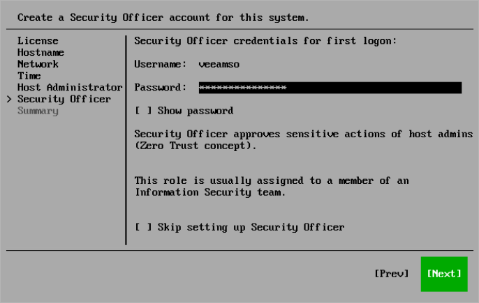 Step 9. Configure Security Officer Account