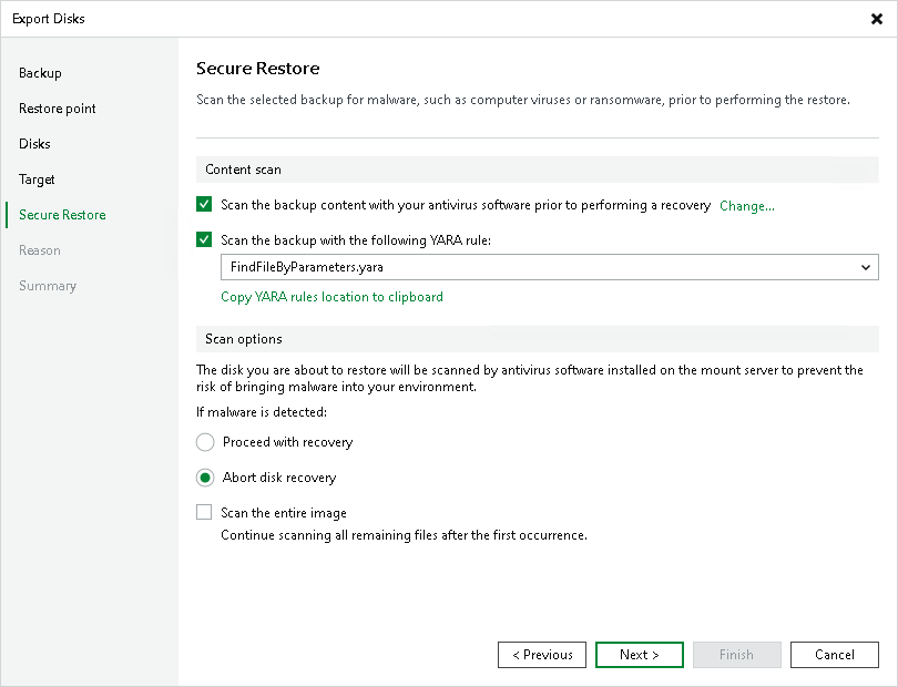 Step 6. Specify Secure Restore Settings
