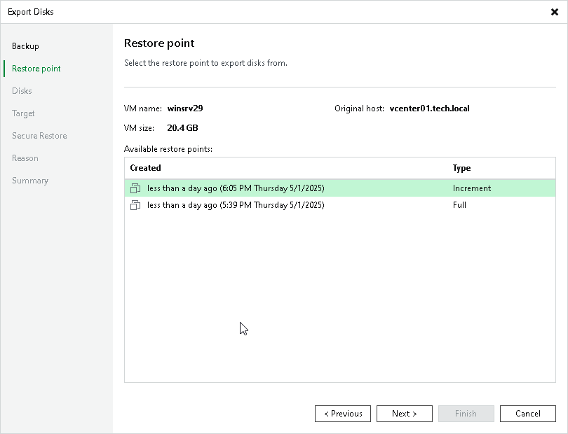 Step 3. Select Restore Point