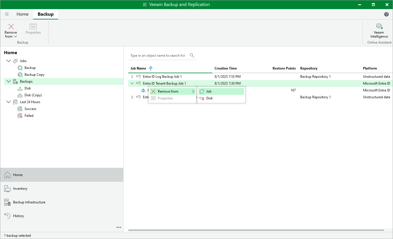 Detach Backup from Job